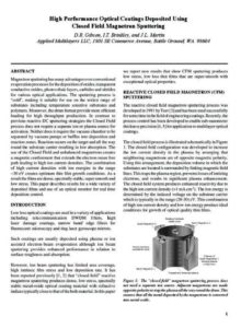 High Performance Optical Coatings Deposited Using Closed Field Magnetron Sputtering