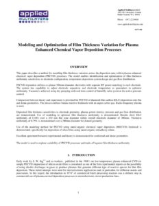 Modeling and Optimization of Film Thickness Variation for Plasma Enhanced Chemical Vapor Deposition Processes